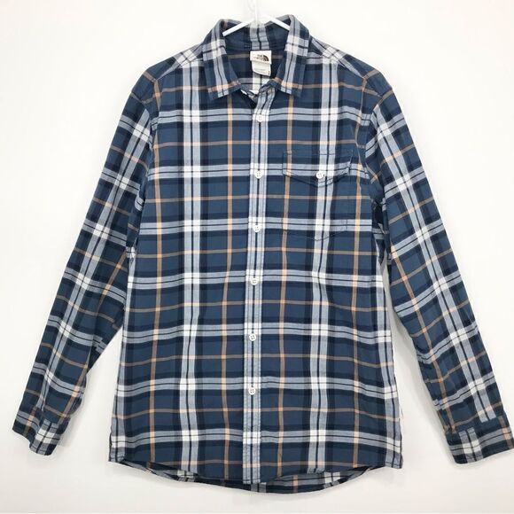 The North Face Blue Plaid 100% Cotton Button Up Long Sleeve Shirt - Picture 1 of 16